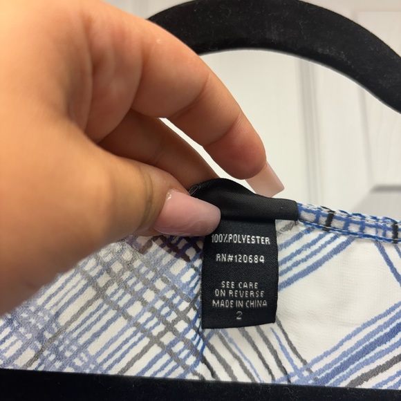 Torrid Blue Black White Plaid Print Blouse Top Size 2 (18/20) - Picture 5 of 6